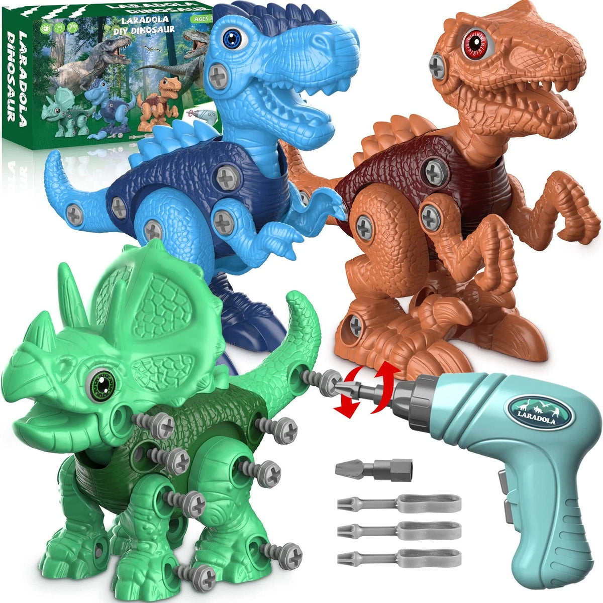 Laradola Dinosaur Toys for 3 4 5 6 7 8 Year Old Boys, Medium, Deluxe Green