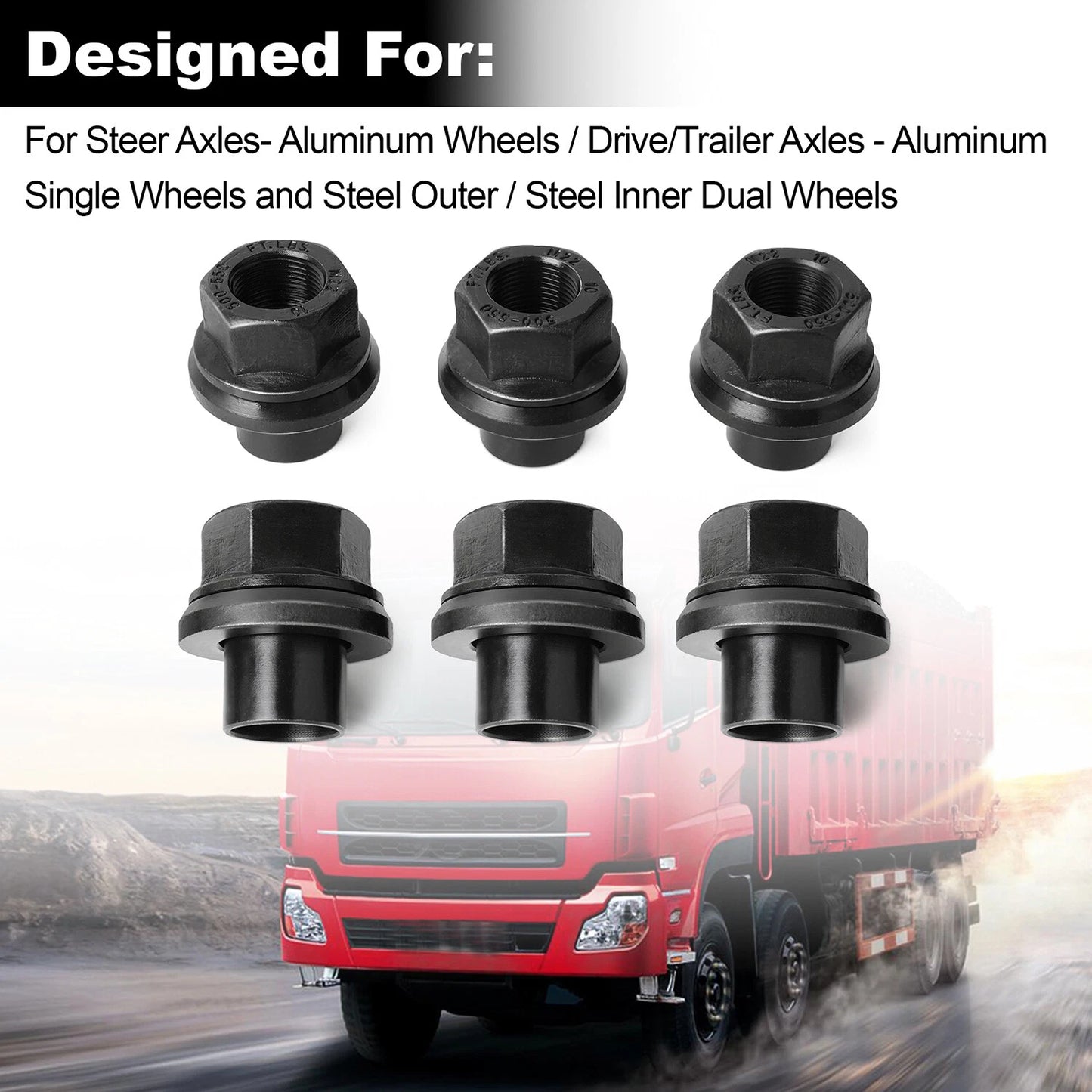 6 Pack 33mm M22x1.5 x 19mm Wheel Nuts Sleeve Nuts M22-1.5x19mm Skirt Flange
