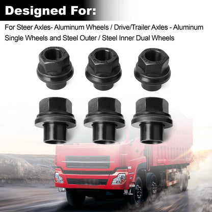 6 Pack 33mm M22x1.5 x 19mm Wheel Nuts Sleeve Nuts M22-1.5x19mm Skirt Flange