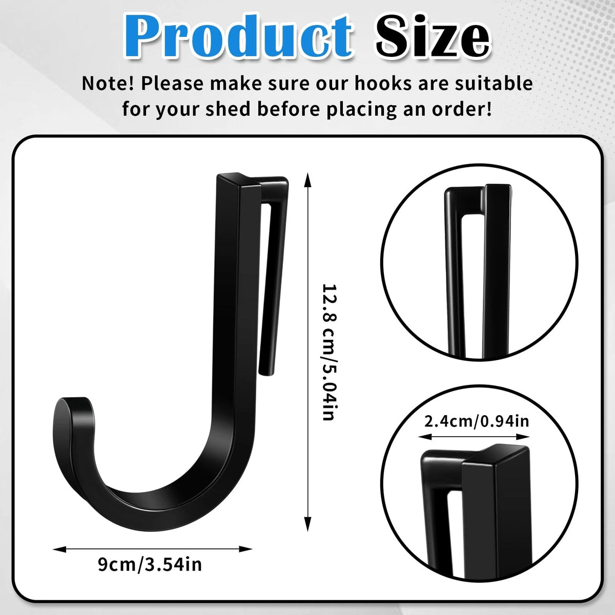 Qiyaz 4 Pcs J Tool Hooks Plastic Multi Purpose Shed Accessories for Black