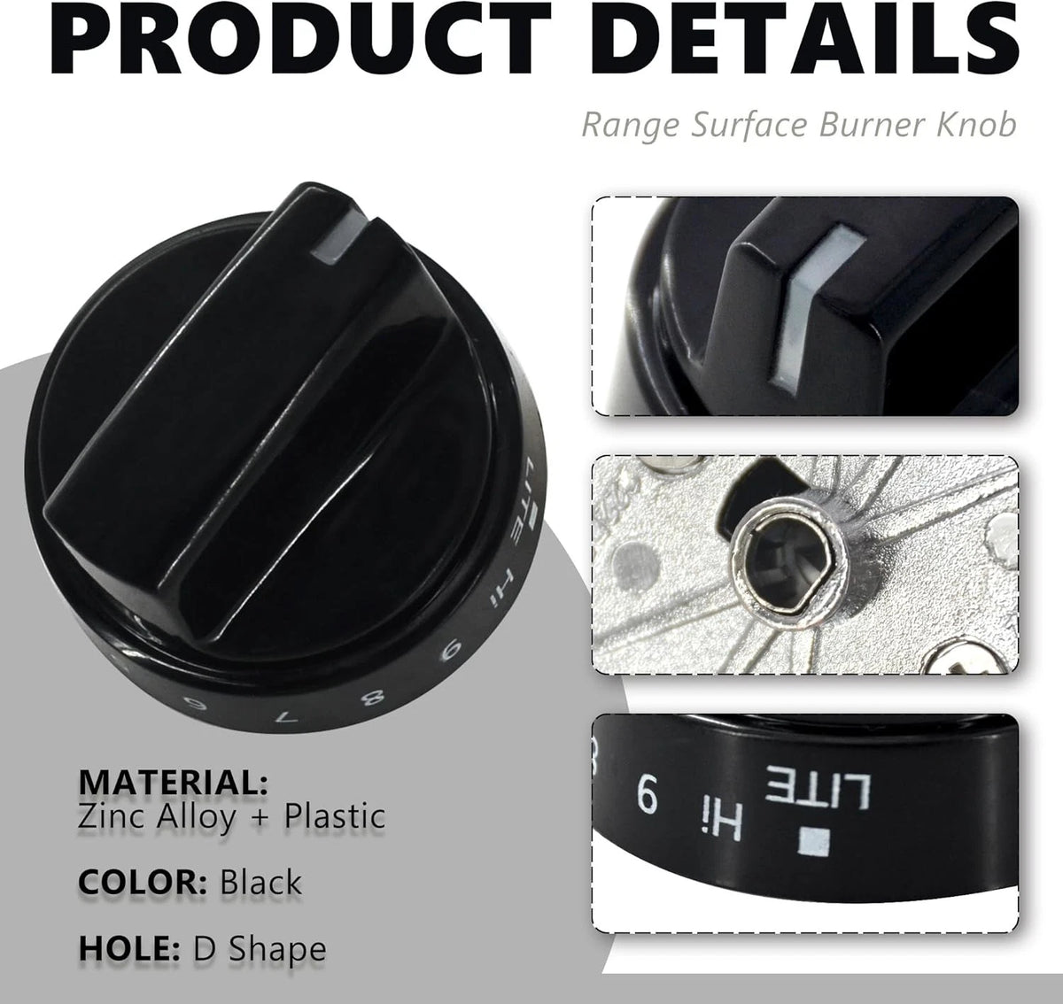 WB03X24759 Range Surface Burner Knob Gas Control Assembly 2 Pieces, Black