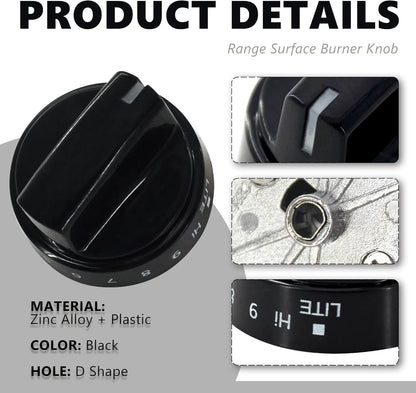 WB03X24759 Range Surface Burner Knob Gas Control Assembly 2 Pieces, Black