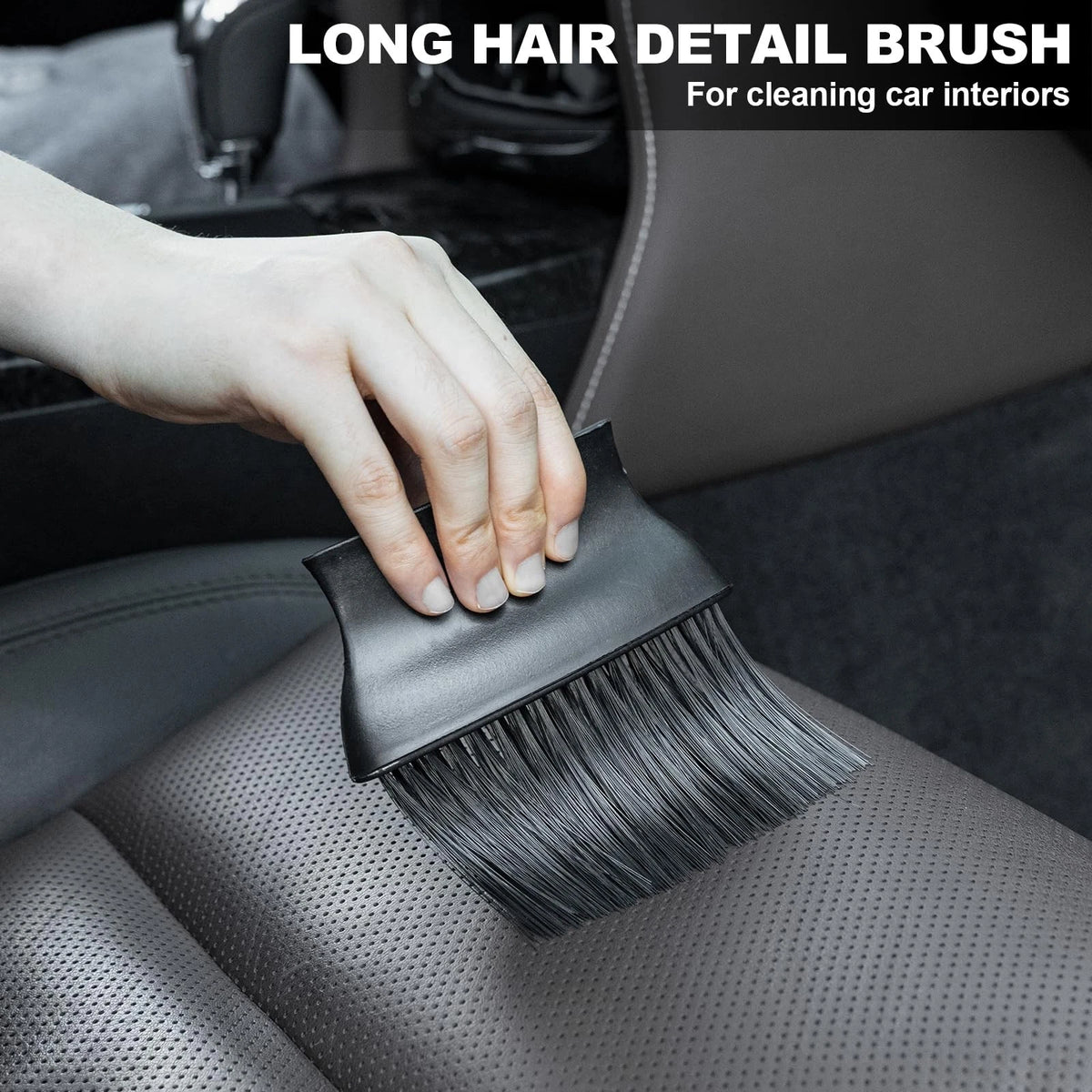 ThinkLearn Car Detailing Kit Brush Set with Cleaning Gel, 7PCS, Black
