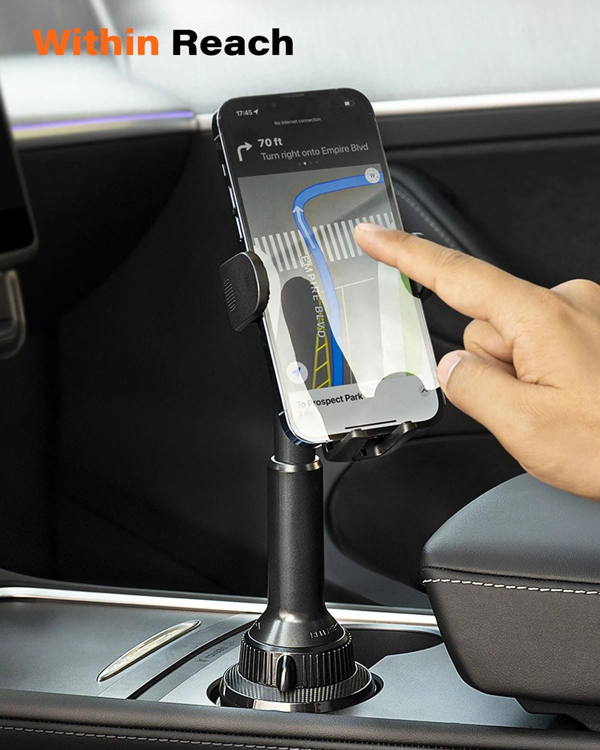 APPS2Car Universal Car Cup Phone Holder | Quick Extension Long Arm | Black