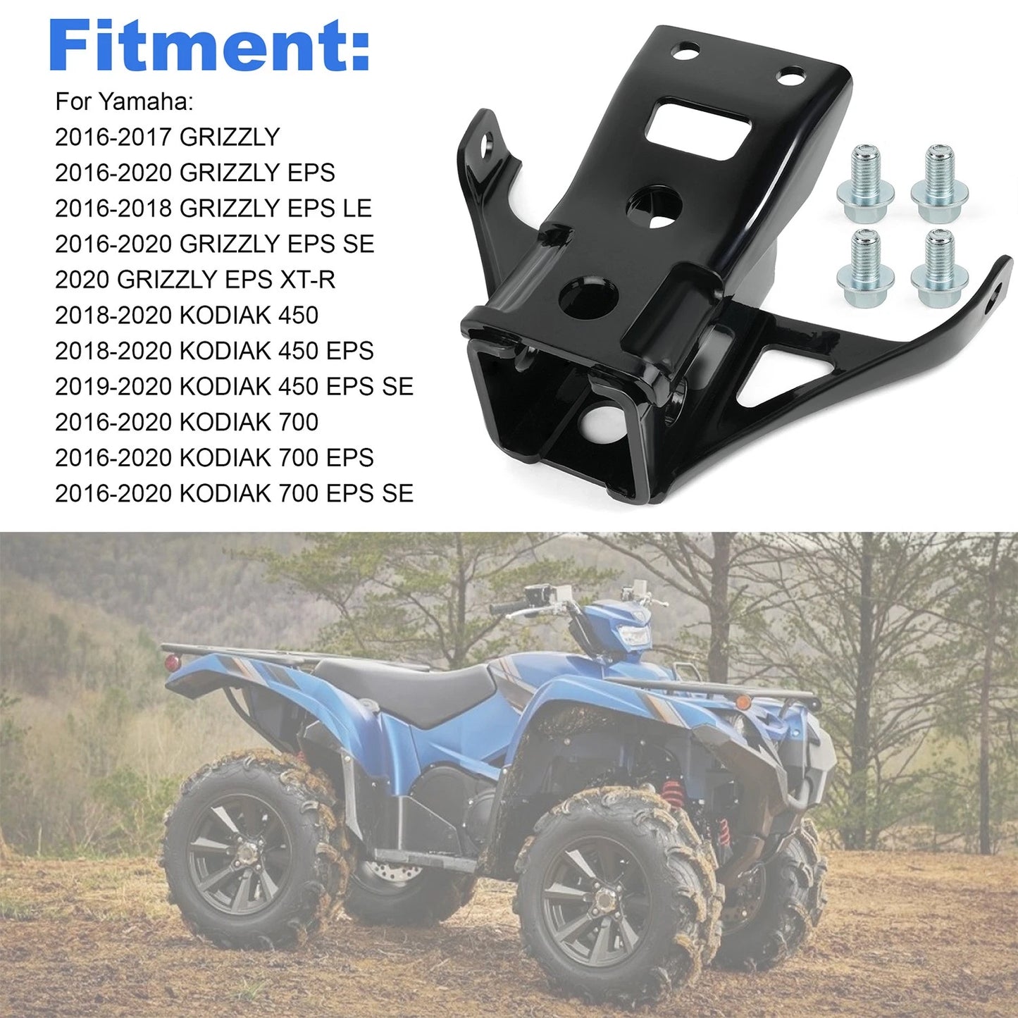 For Yamaha 2018-2025 Kodiak 450 Rear 2" Receiver Hitch - B16-F85H0-V0-00