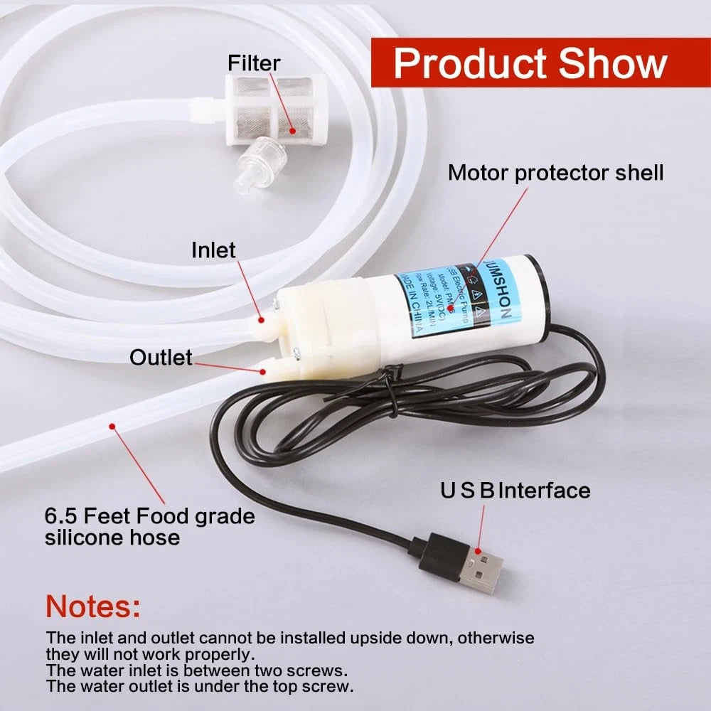 Portable USB Electric Auto siphon Self Priming Pump for Small, White Shell