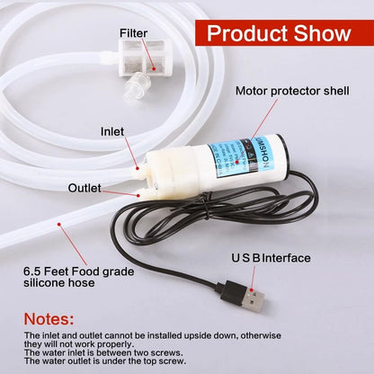 Portable USB Electric Auto siphon Self Priming Pump for Small, White Shell
