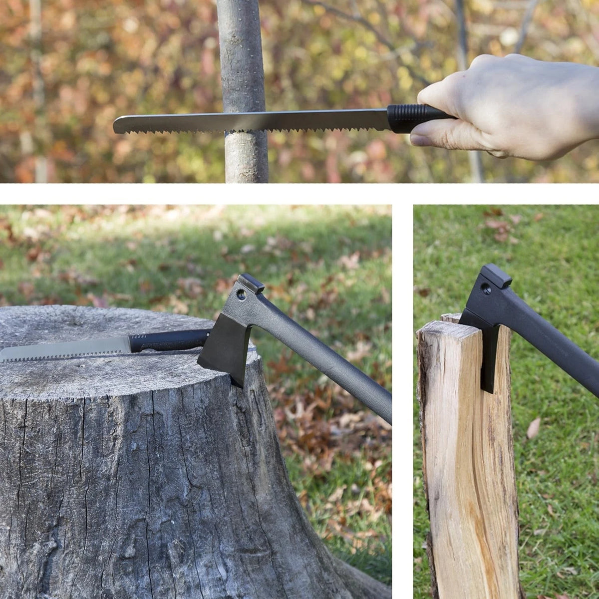 Camping Hand Axe and Survival Gear - Lightweight Hatchet with Nested Black