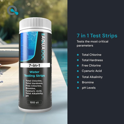AquaDoc 7-in-1 Spa & Hot Tub Test Strips - 100 Pool 100