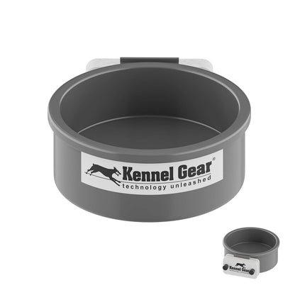 Kennel-Gear Dog Crate Water Bowl No Spill, 20oz Food-Grade Polypropylene Grey