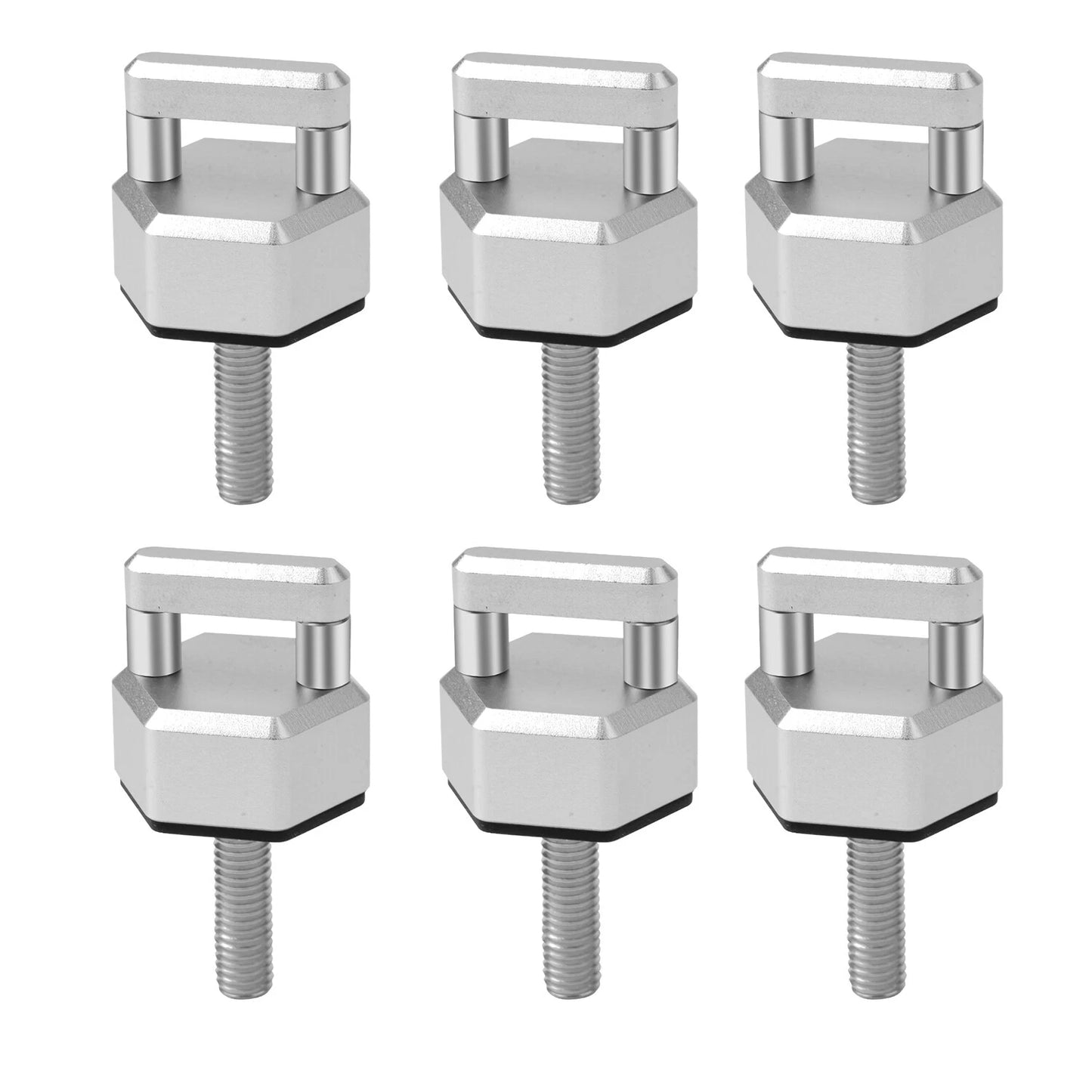 Silver  Hard Top Quick Removal Fastener Thumb Screw With D Rings Billet 6PCS