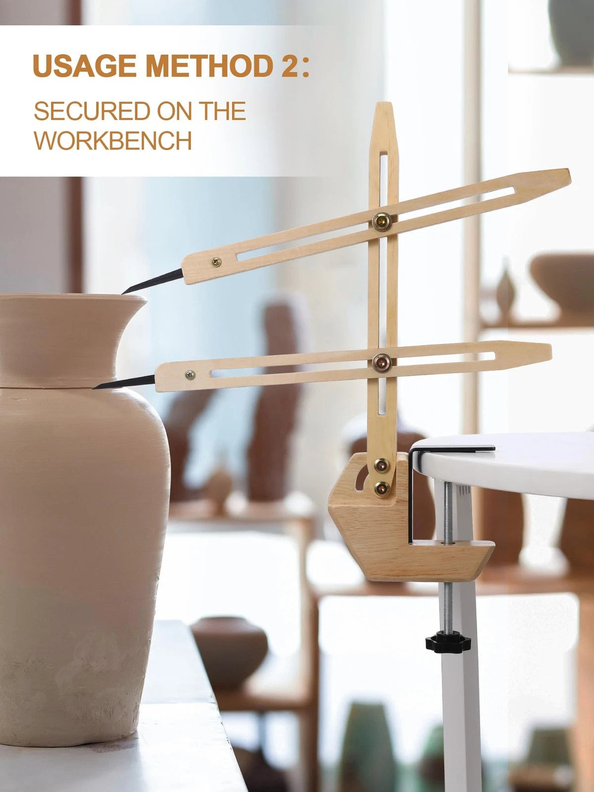 BKALEME Pottery Throwing Gauge, 2 Ways to Install, Compact Clip-on Wood