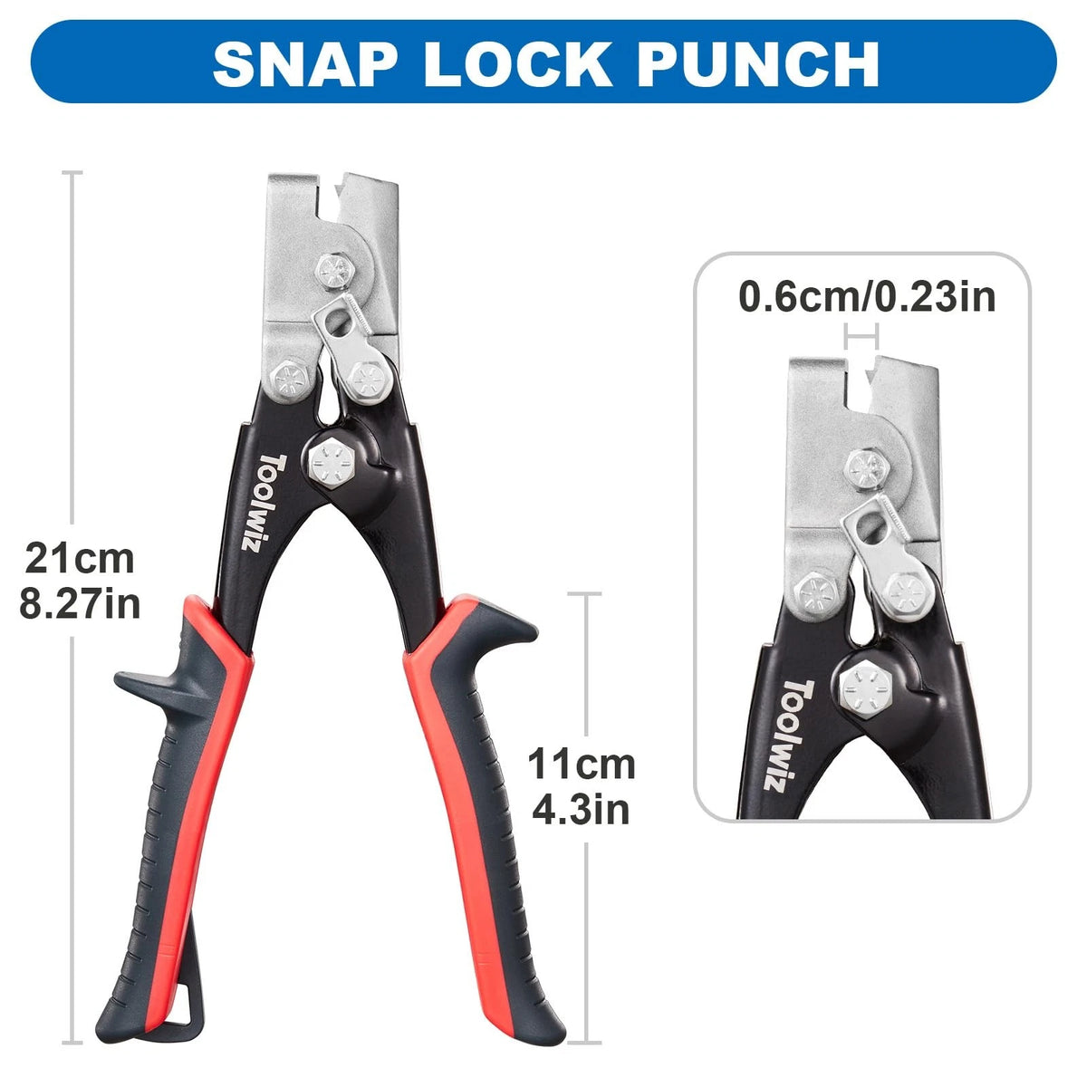 Toolwiz Snap Lock Punch Tool for Sheet Metal, Gutter Crimping 8-1/2"