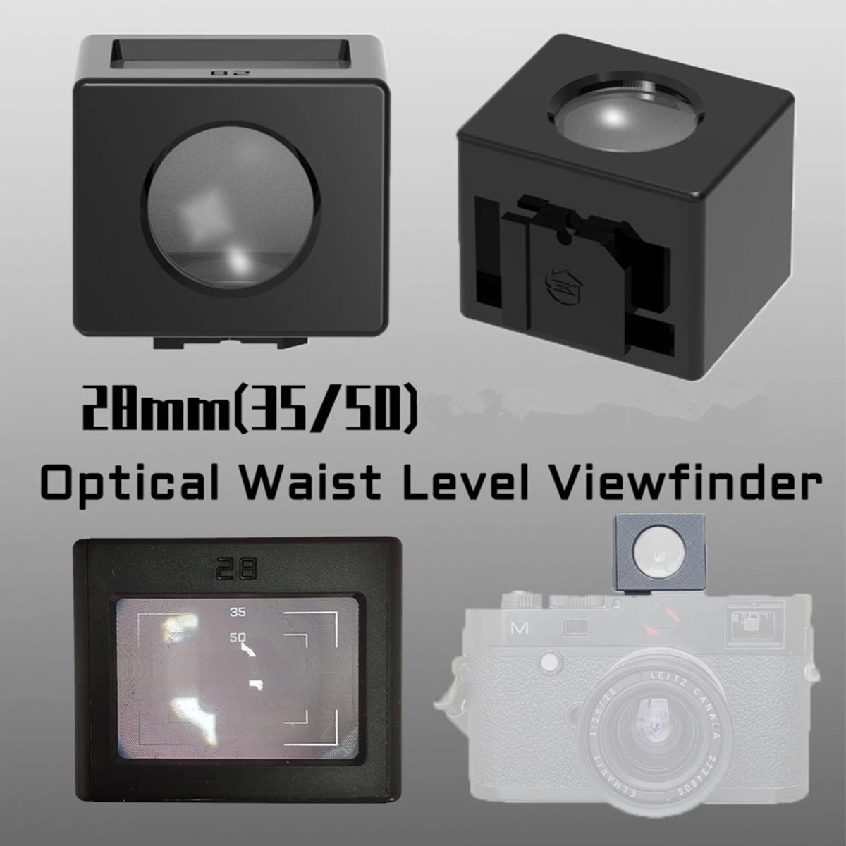 Black 28mm (35/50 Frame) Optical Viewfinder Waist Level Viewfinder For Camera