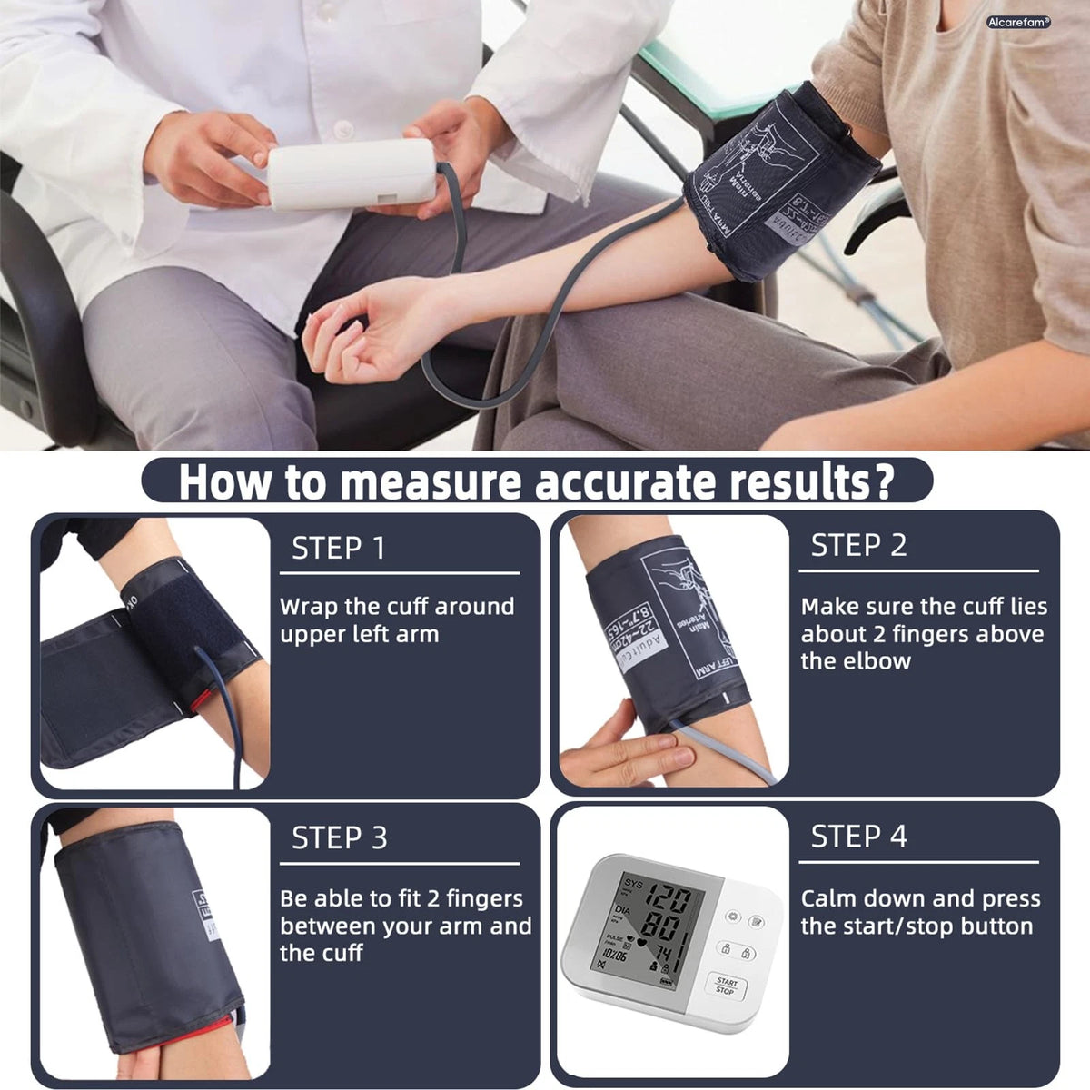 Alcarefam Large Blood Pressure Cuff, 8.7”-16.5” (22-42CM) BP Cuff Large, Blue