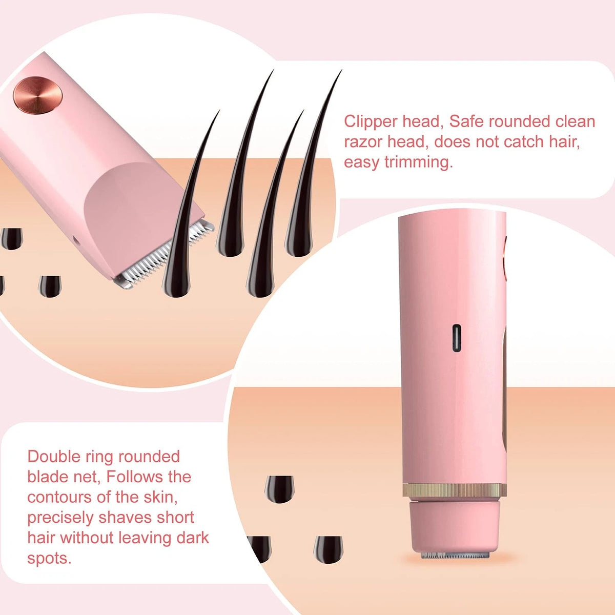 Bikini Trimmer for Women, Electric Razors Shaver with LCD Pink