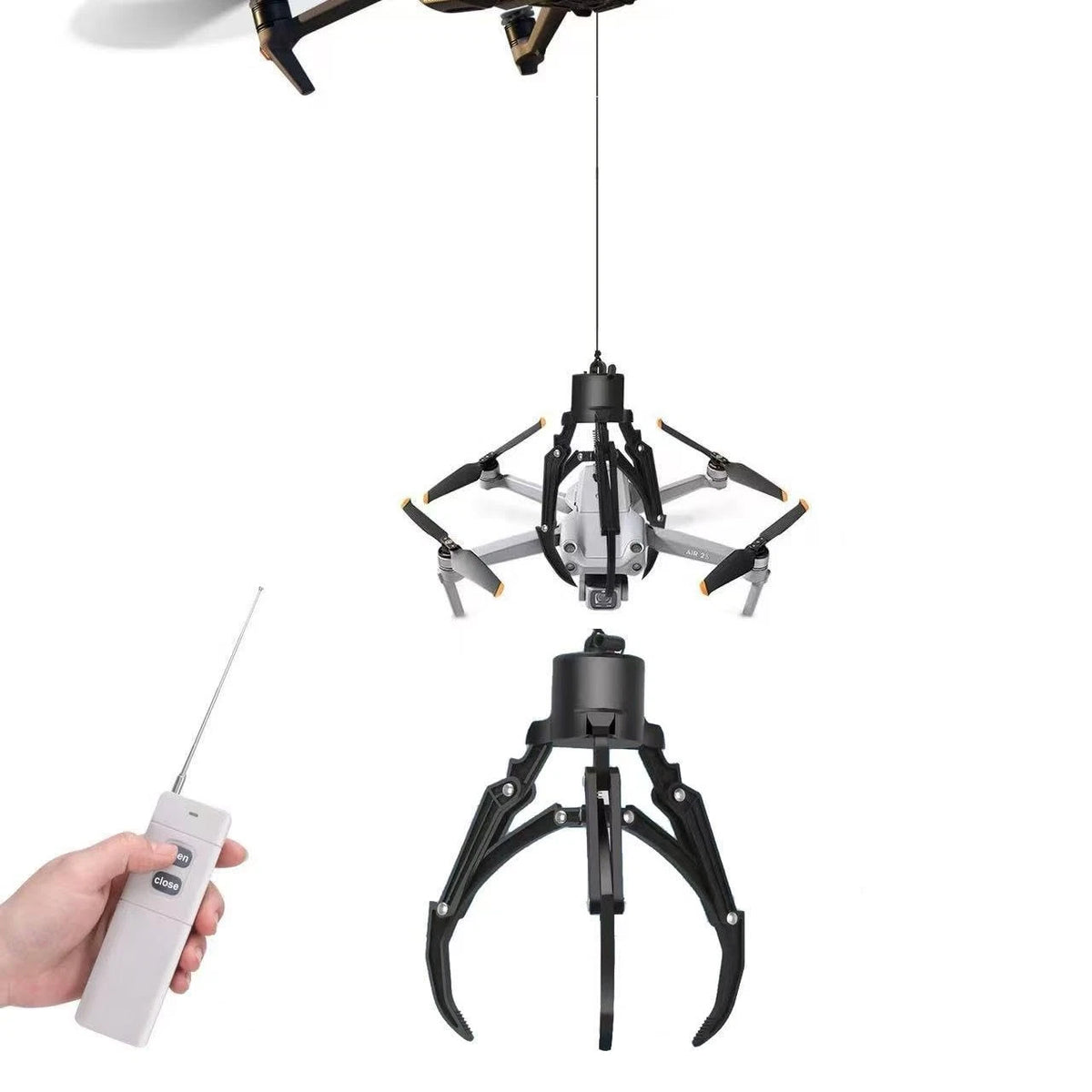 Drone Mantis Claw Hook Gripper Grasp & Airdrop System - 6.3.2.1 inches, black