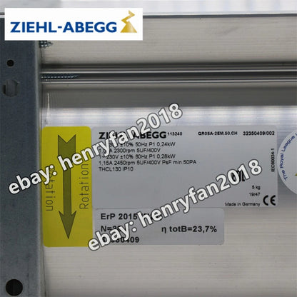 For Ziehl-abegg QR08A-2EM.50.CH Cross flow fan AC 230V 240W Switch cabinet fan