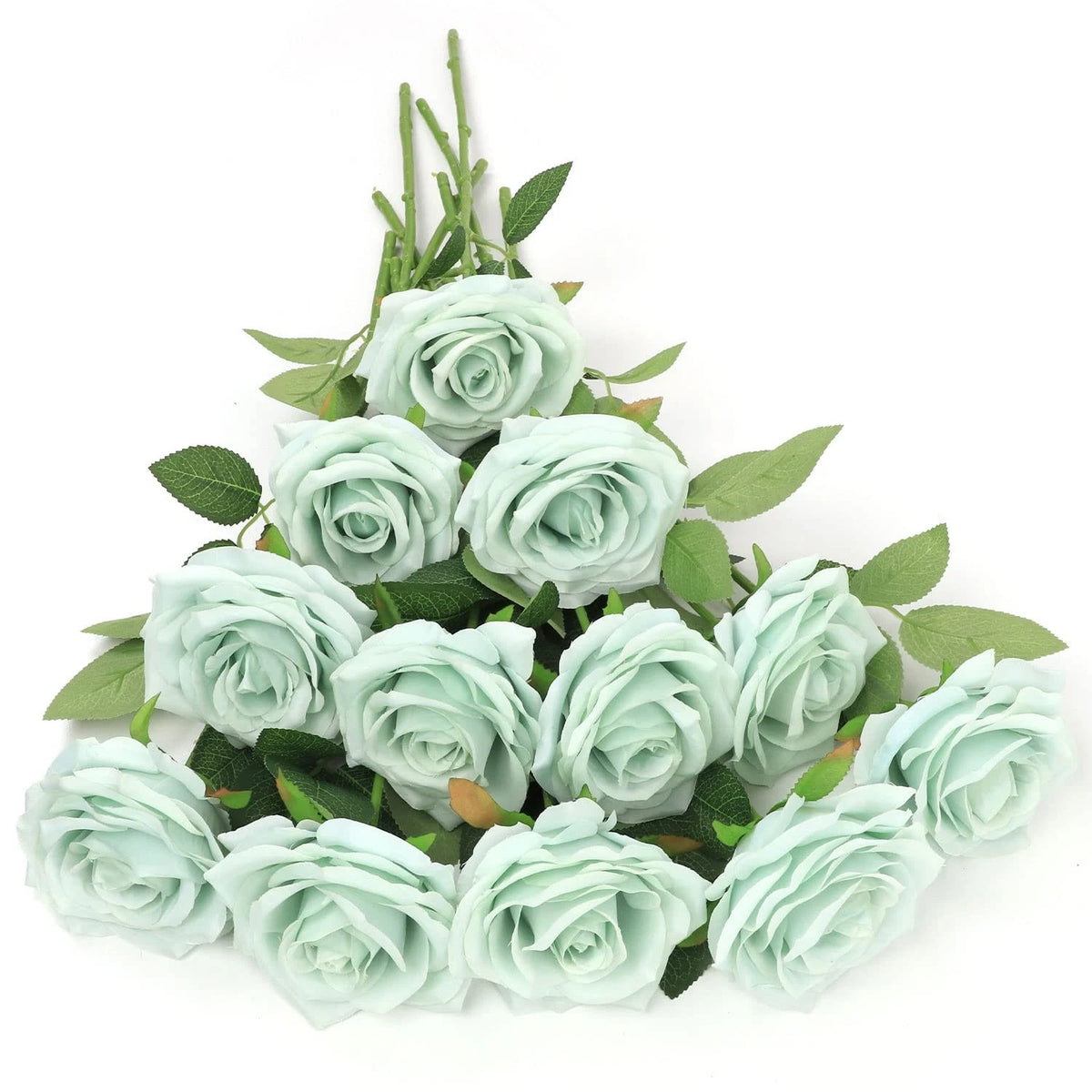 LVEFIT Artificial Rose Flower Sage Green Flowers 12pcs,