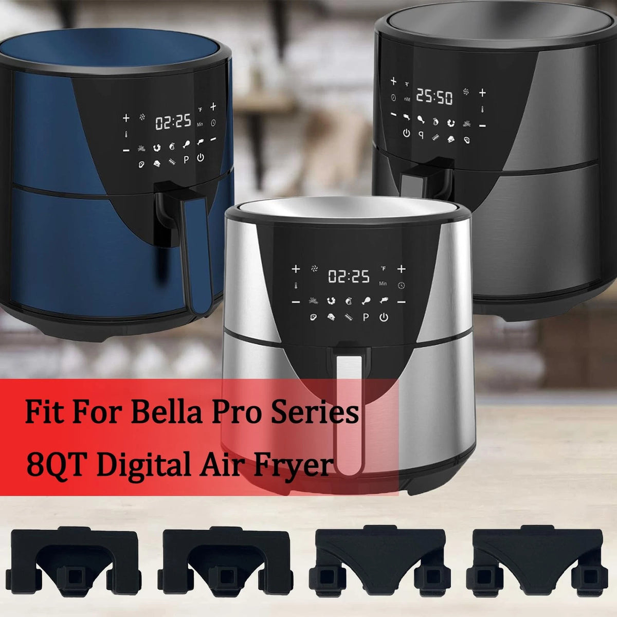 HEISENLIN Air Fryer Silicone Rubber Bumpers for For Bella/Instant, Black