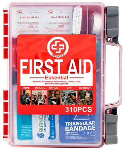 Gevoke Professional First Aid Kit - 310 Piece HardCase Medical Large, Red