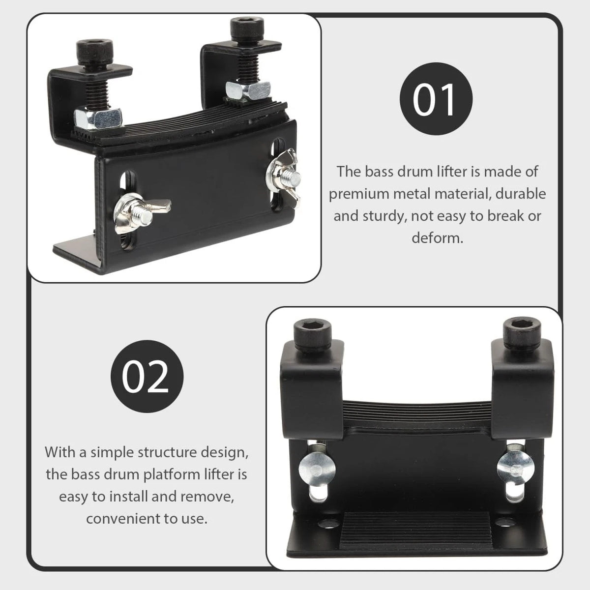 Metal Low Drum Booster - Adjustable Bass Lift for 11x9.5cm, Black