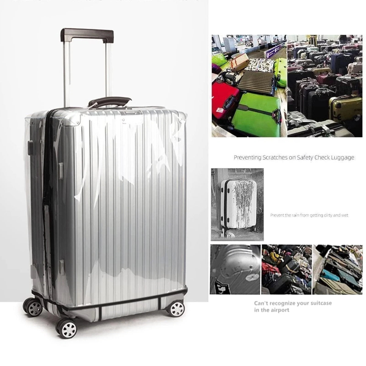 T Tersely Clear PVC Suitcase Cover Protectors 20/24/26/28/30 22inch,