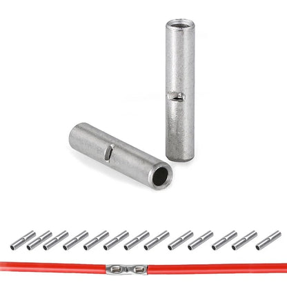 kuosbiu 100 PCS Non-Insulated Butt Connectors Kit, AWG 22-16 BN1.25, Silver