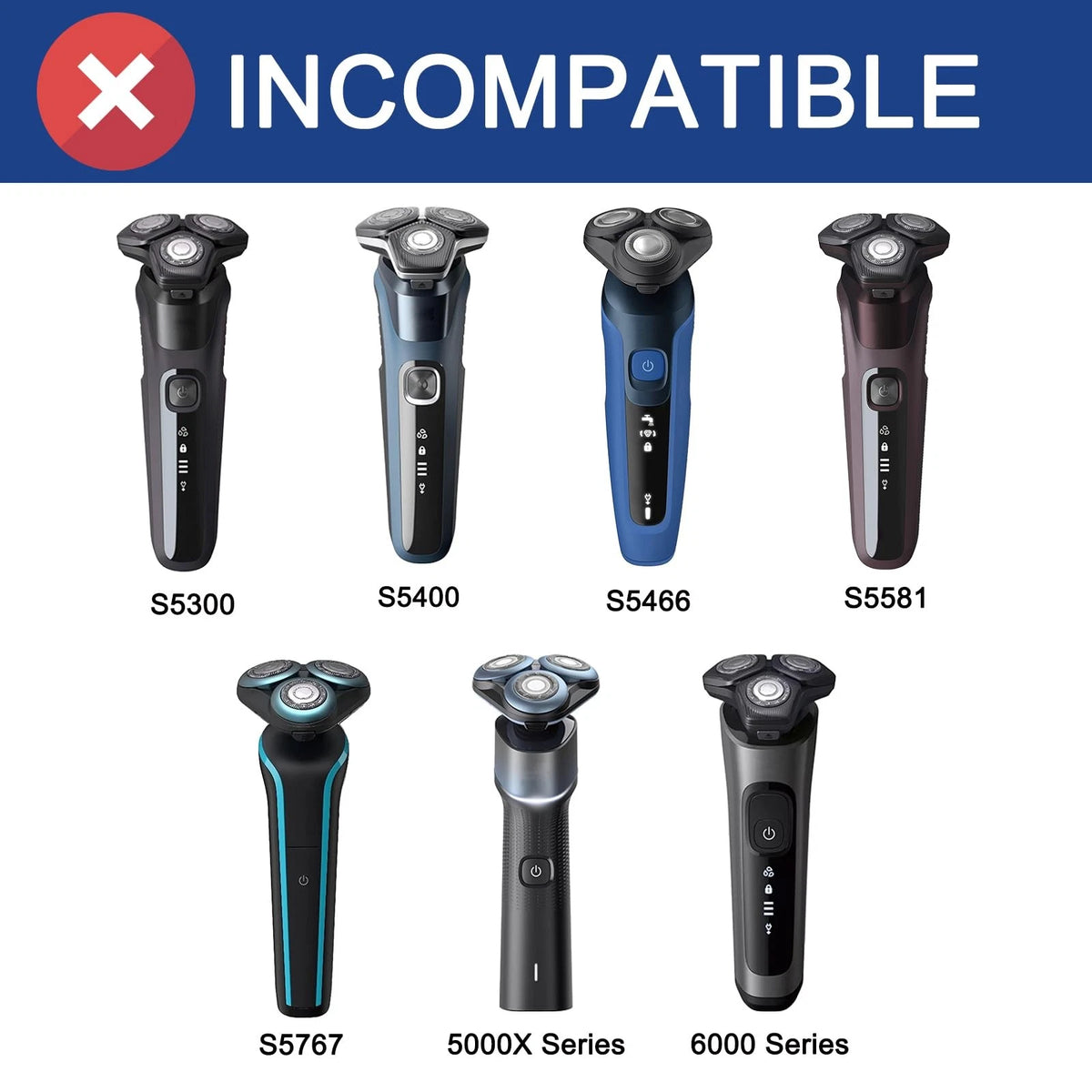 SH50 Replacement Heads For 5000 Shavers S5160, S5210, 1 Count (Pack of 3)