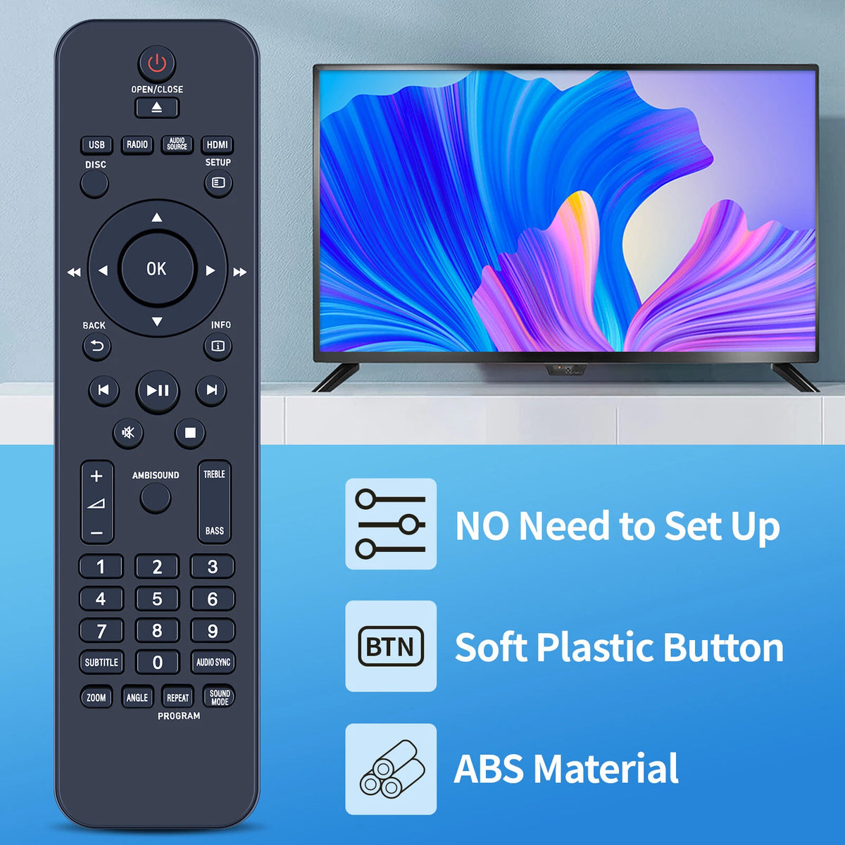 Replacement Remote Control For Philips HTS6120 HTS6120/37 HTS612037