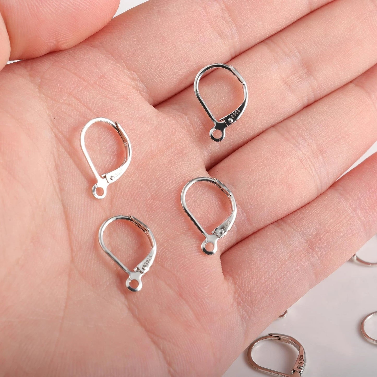 10pcs 925 Sterling Silver Leverback French Earring 16 x 10 mm, 10PCS-Silver