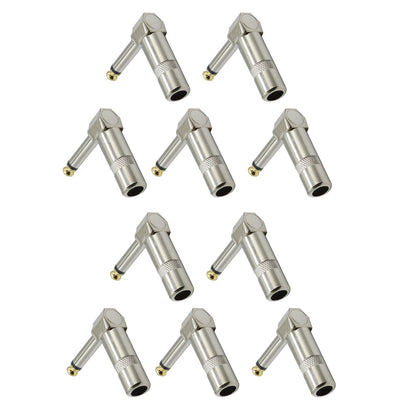 10PCS 1/4 TS Right Angle Mono Phone Plug For Universal 6.35mm Compatibility