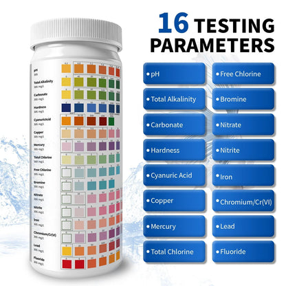 16-in-1 Universal Test Strips - 100pcs Reliable pH Testing Kit for...