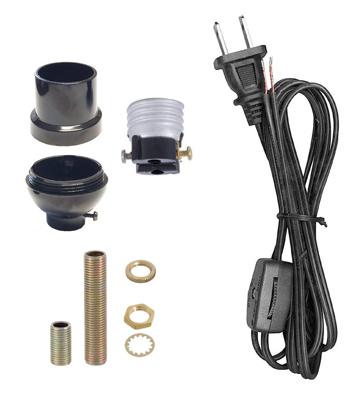 B&P Lamp Keyless Table Wiring Kit with Plastic Socket and 8 foot, Black