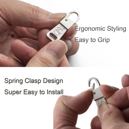 Zpsolution Stainless Steel Zipper Pulls - More 1.5" x 0.5", Black & Silver