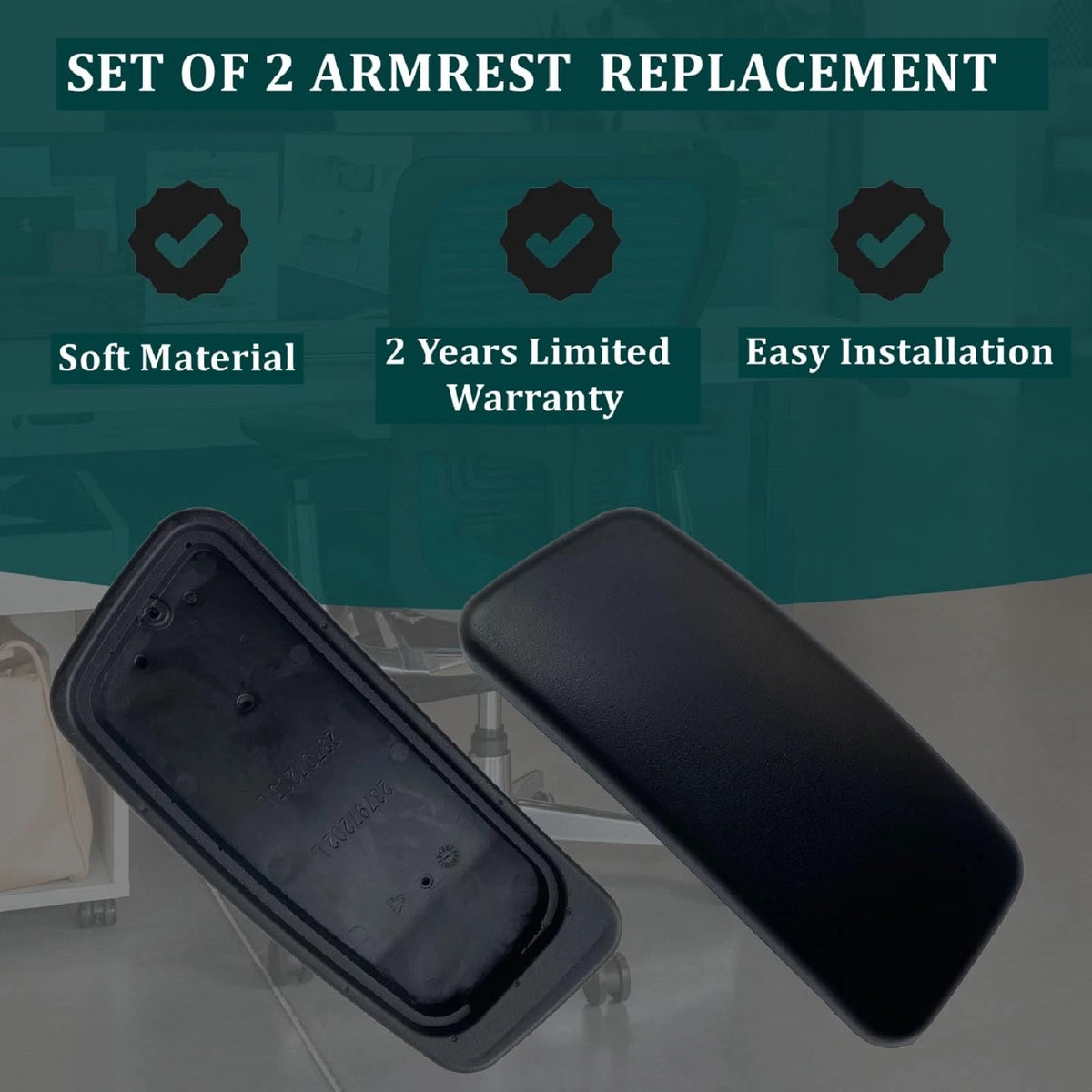 HYEJDRV Chair Armrest Replacement, Arm Pad Caps Replacement for Haworth Black