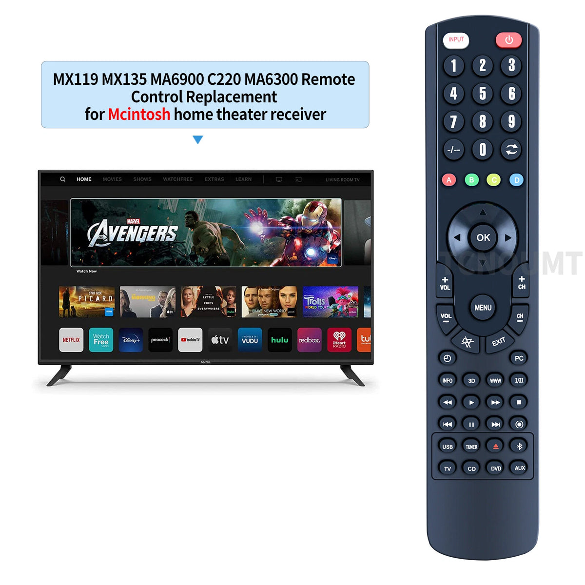 Replacement Remote Control For Mcintosh MX119, MX135, MA6900, C220, MA6300