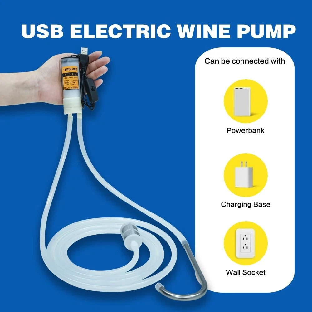 Portable USB Electric auto siphon Self Priming Small, Black Button Switch