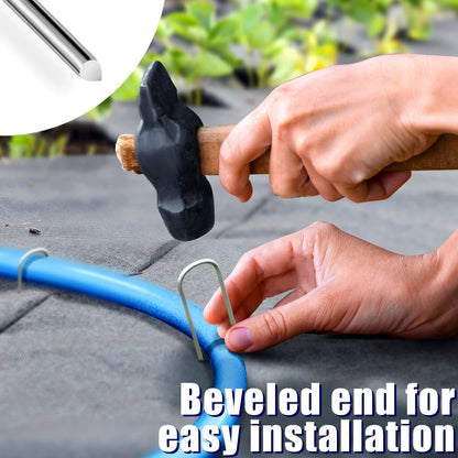 HOUYA 50 Pack Garden Stakes 4 Inch U-Shaped Drip Irrigation 4 Inch, sliver