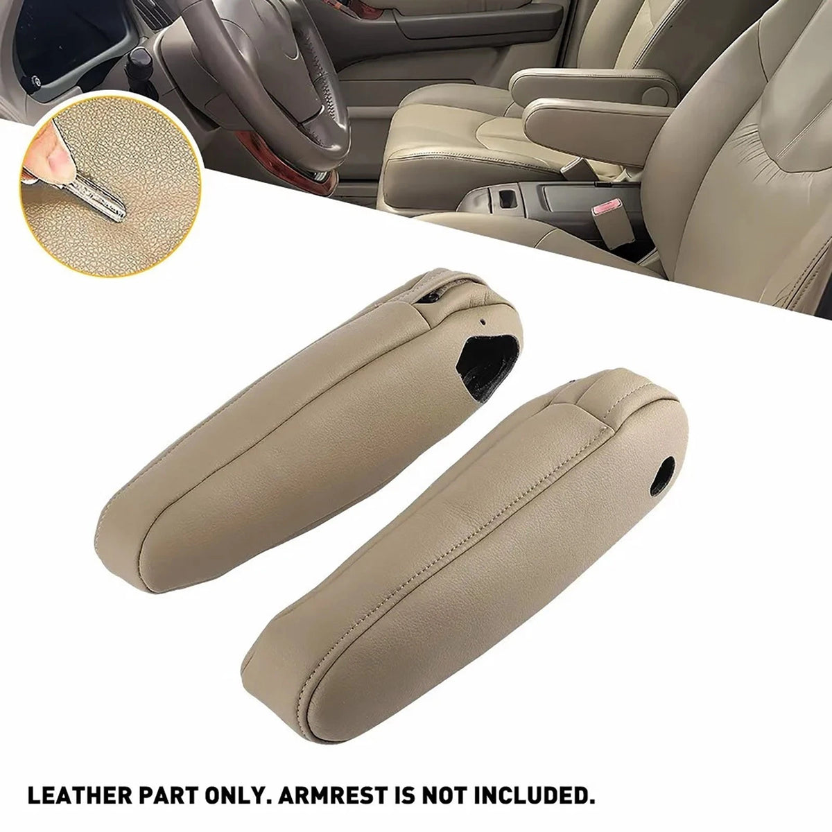 2* Leather Seat Armrest Cover Fits For Lexus RX 2003-2009 Beige Replacement