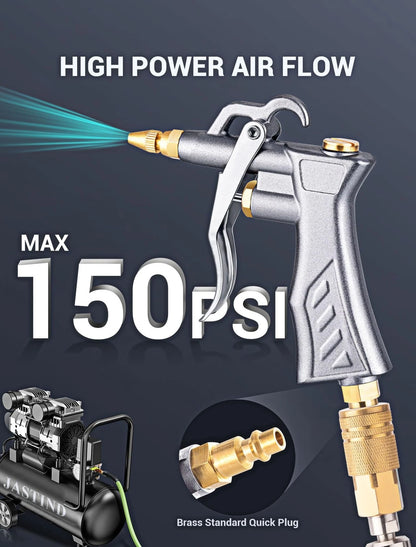 JASTIND Industrial Air Blow Gun with Brass Adjustable Flow Nozzle and 2...
