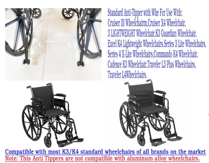 Anti-Tippers,Cruiser III Anti Tippers with Wheels,Suitable for Cruiser Black