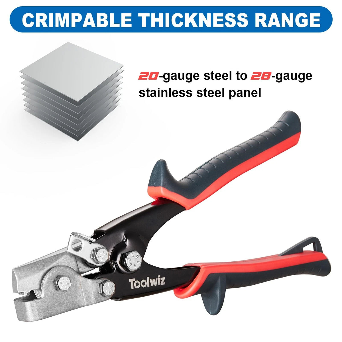 Toolwiz Snap Lock Punch Tool for Sheet Metal, Gutter Crimping 8-1/2"