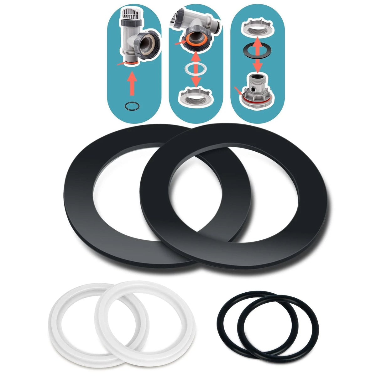 AQDD 25076RP Pool Plunger Valve Gasket Kit for intex 10747 Valve...