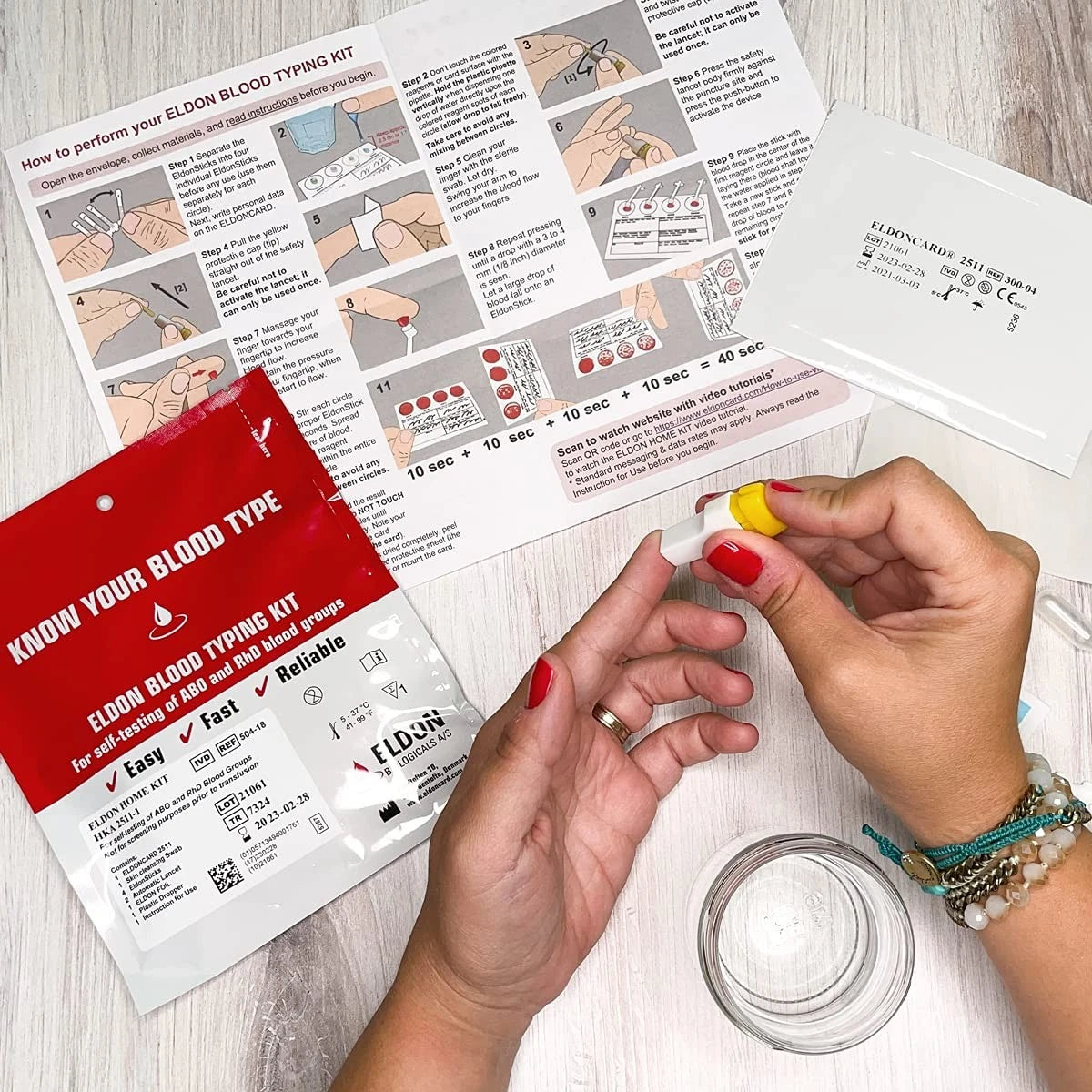 Home Blood Typing Kit -  Package + Improved Lancet 6 Piece Set