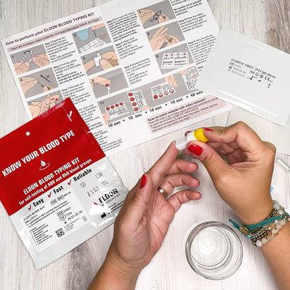Home Blood Typing Kit -  Package + Improved Lancet 6 Piece Set