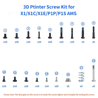 3D Printer Accessories Screws Assortment Kit for X1/X1C/X1E/P1P/P1S/AMS:...