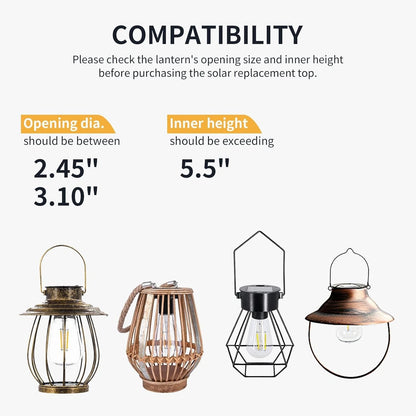 Replacement Solar Light Parts-Solar Lanterns Outdoor 1 PACK, Warm White