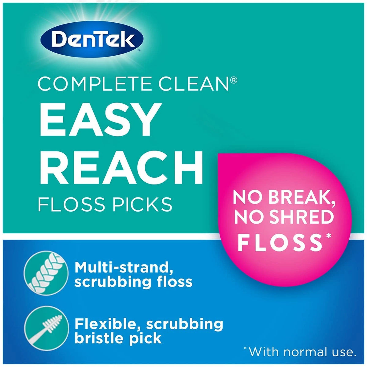 DenTek Easy Reach Complete Clean Floss Picks, with 75 Count (Pack of 3)
