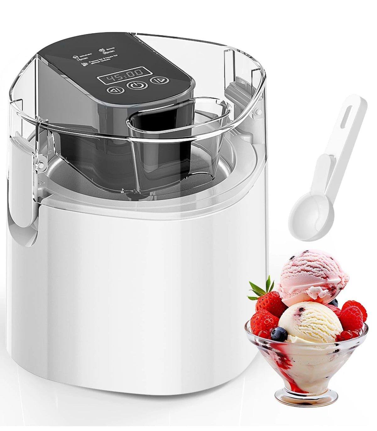 Ice Cream Maker Machine, 1.52 Quarts Cream, Sorbet and 1.52-Qt, white